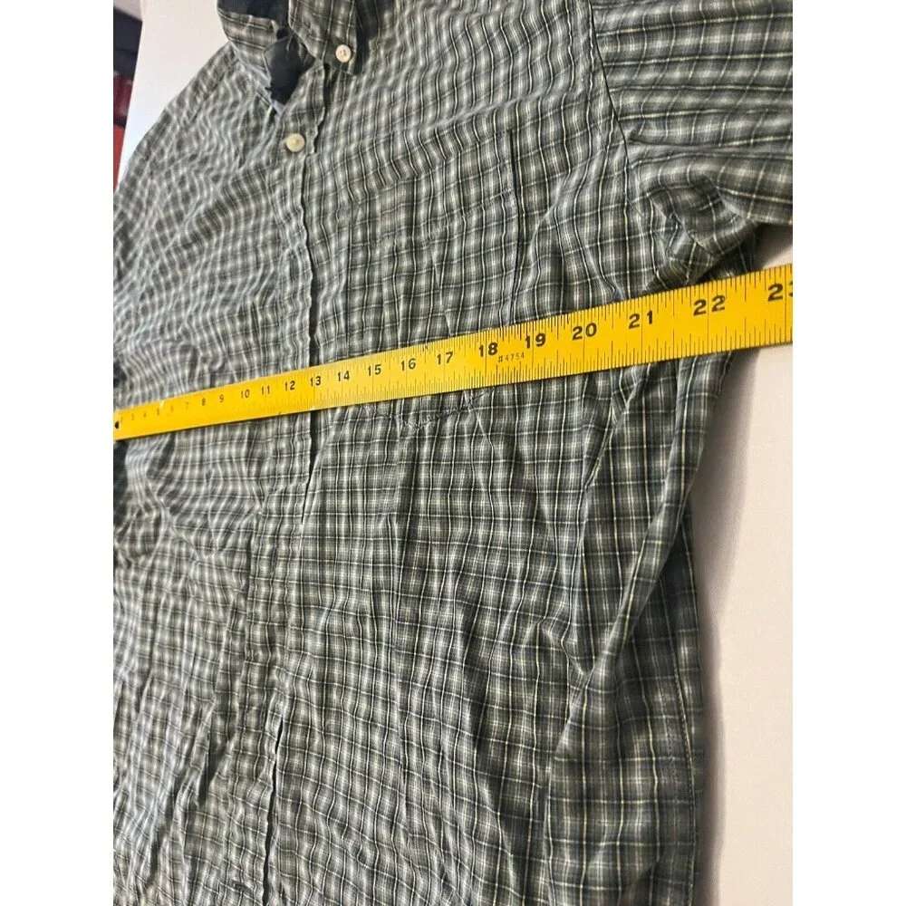 NAUTICA‎ Sea Voyage Mens L Button Down Green Plaid 100% Cotton Shirt